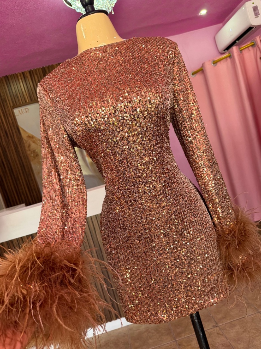 Feather Sequin Dress 💛